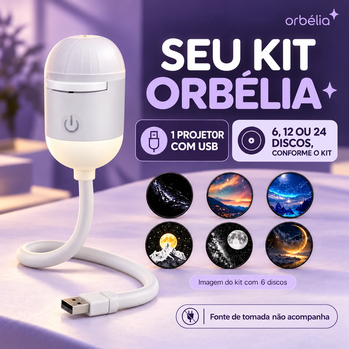 Itens que acompanham Mini Projetor Galáxia 2 em 1