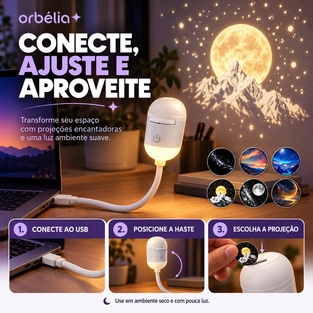 Como usar, transportar ou conservar Mini Projetor Galáxia 2 em 1